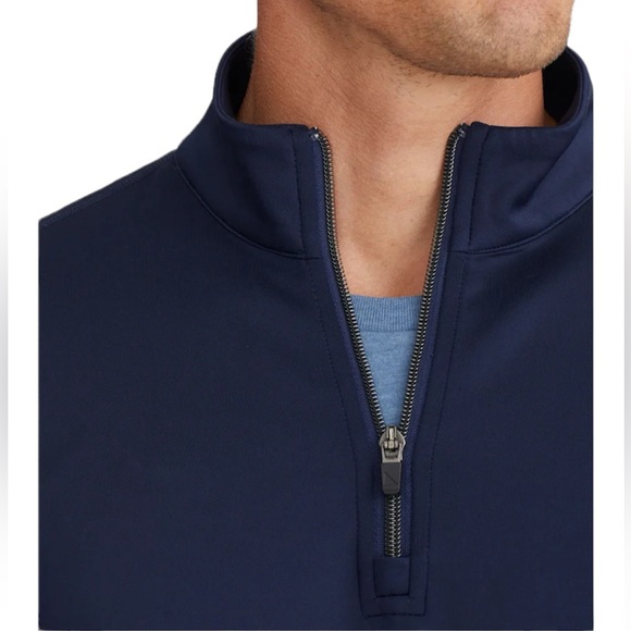 UNTUCKit Ristow Navy Blue Quarter Zip Pullover With Pocket NWT - Picture 3 of 12